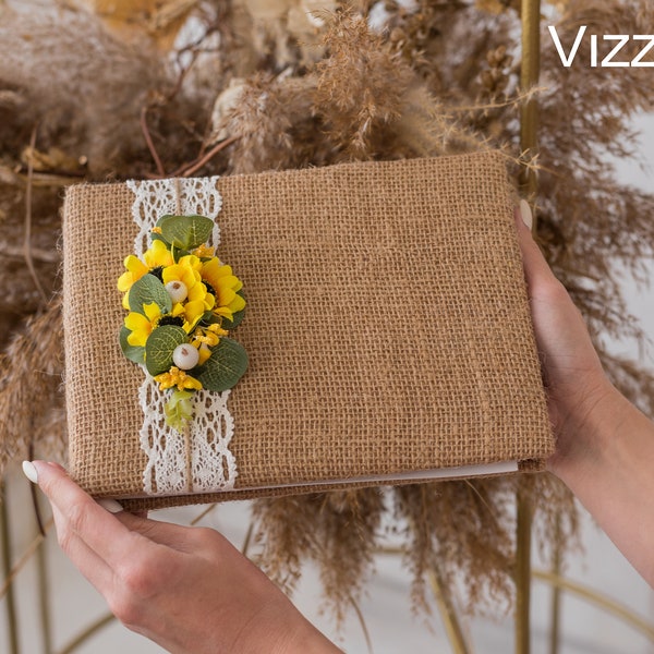 Hochzeitsgästebuch Sonnenblumen Hochzeiten Personalisiertes Gästebuch Hochzeit Rustikale Hochzeit Gästebuch zur Hochzeit Rustikale Hochzeitsidee Gästebuch