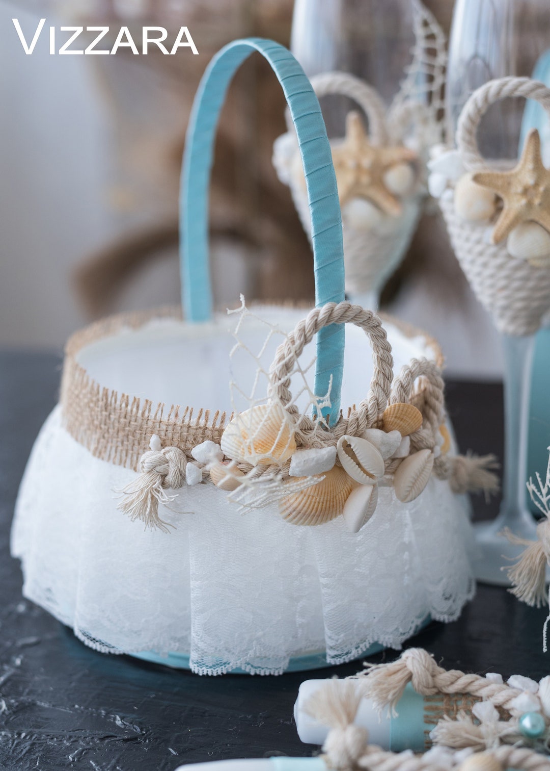 Flower Girl Basket Beach Wedding Beach Flower Girl Basket Etsy