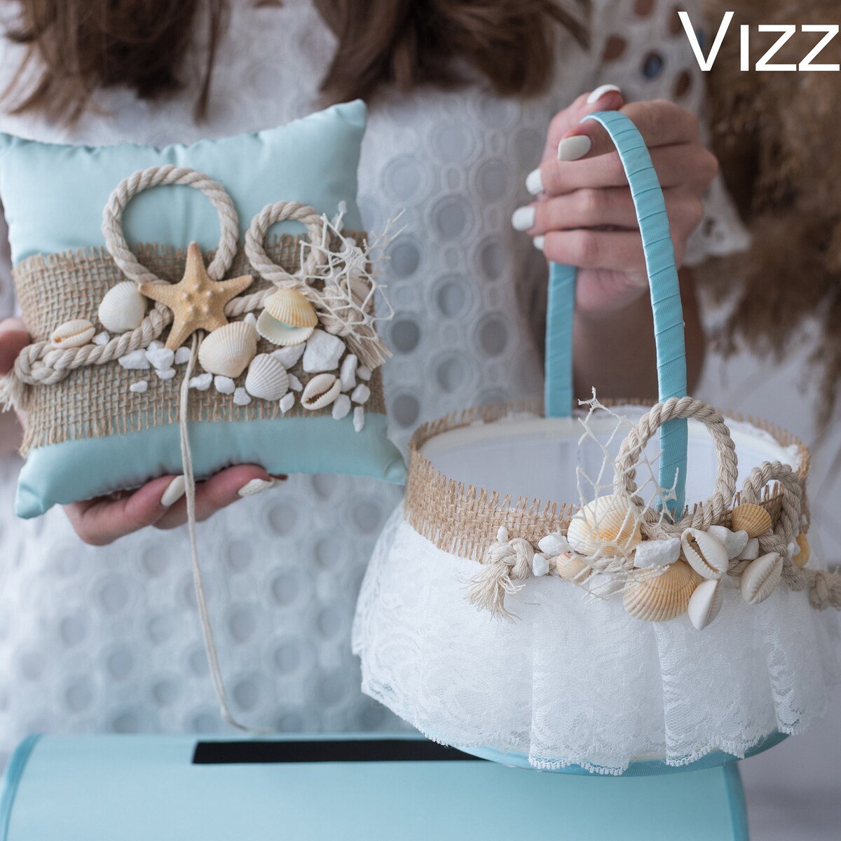 Nautical Ring Bearer Pillow and Flower Girl Basket