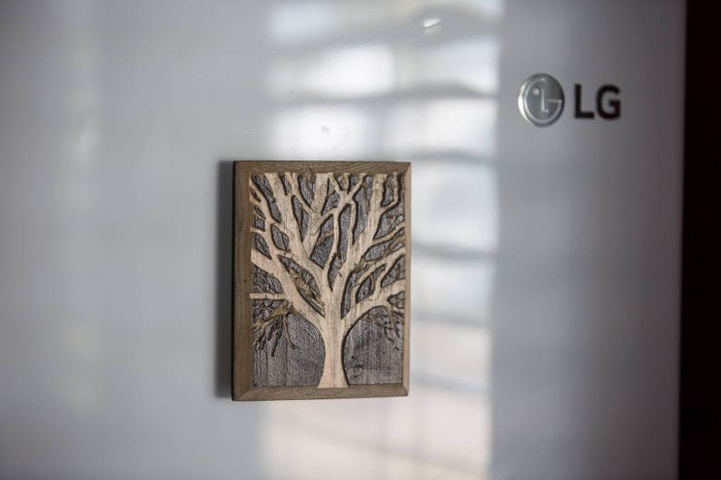 Wood Carved Tree Rectangle Refrigerator Magnet Dead Tree Etsy