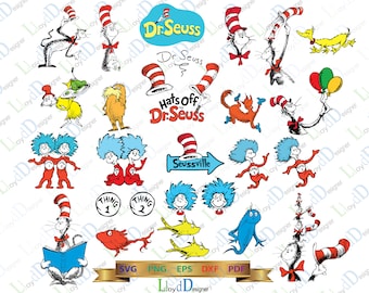 Dr Seuss SVG files Dr Seuss clipart Dr Seuss Shirt Dr Seuss Hat decor Dr Seuss birthday party svg eps dxf png cut files digital cameo cricut