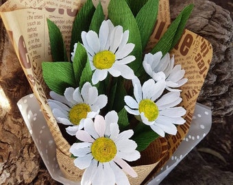 white daisy bouquet etsy