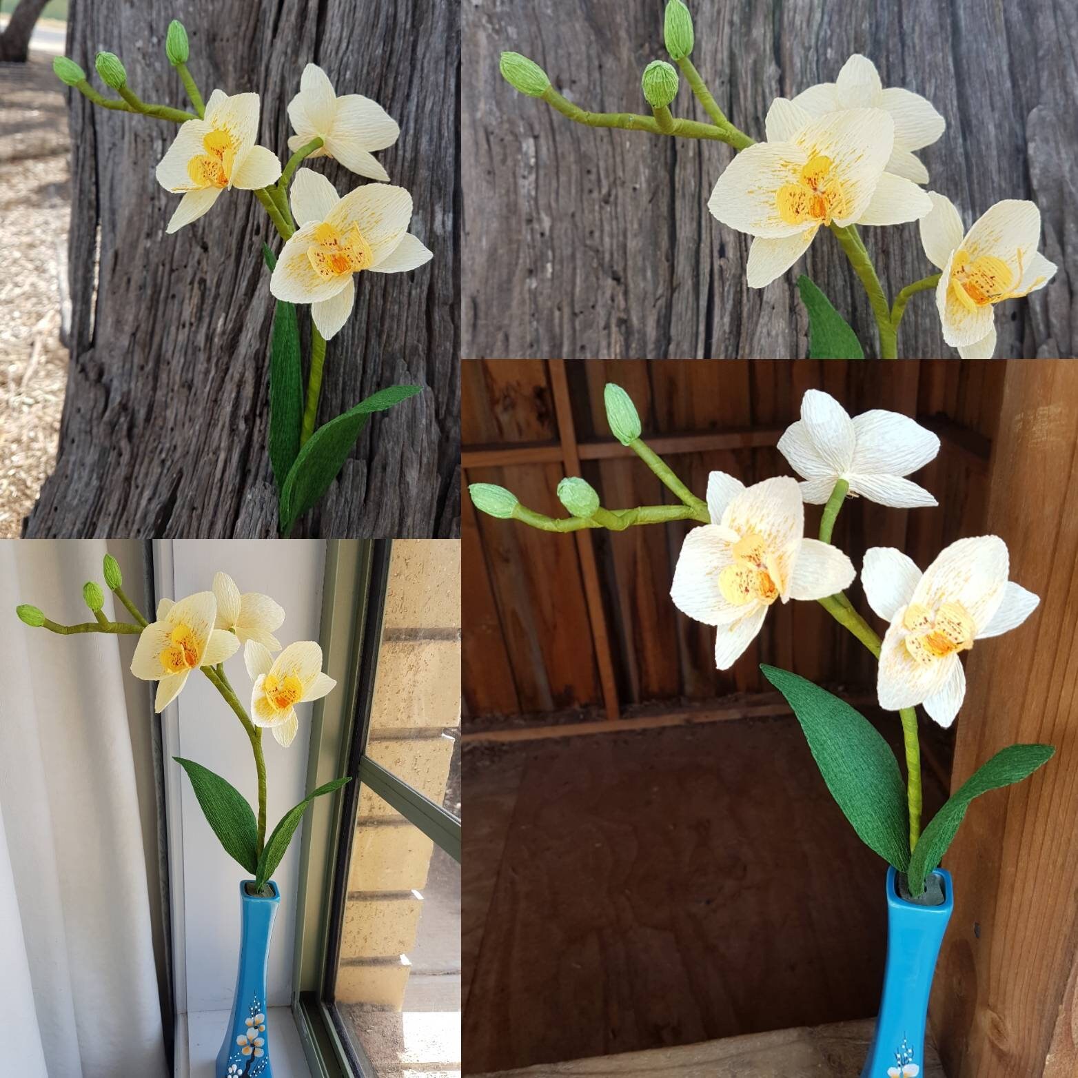 Paper Orchidpaper Flowerscrepe Paper Flowerorchid Etsy