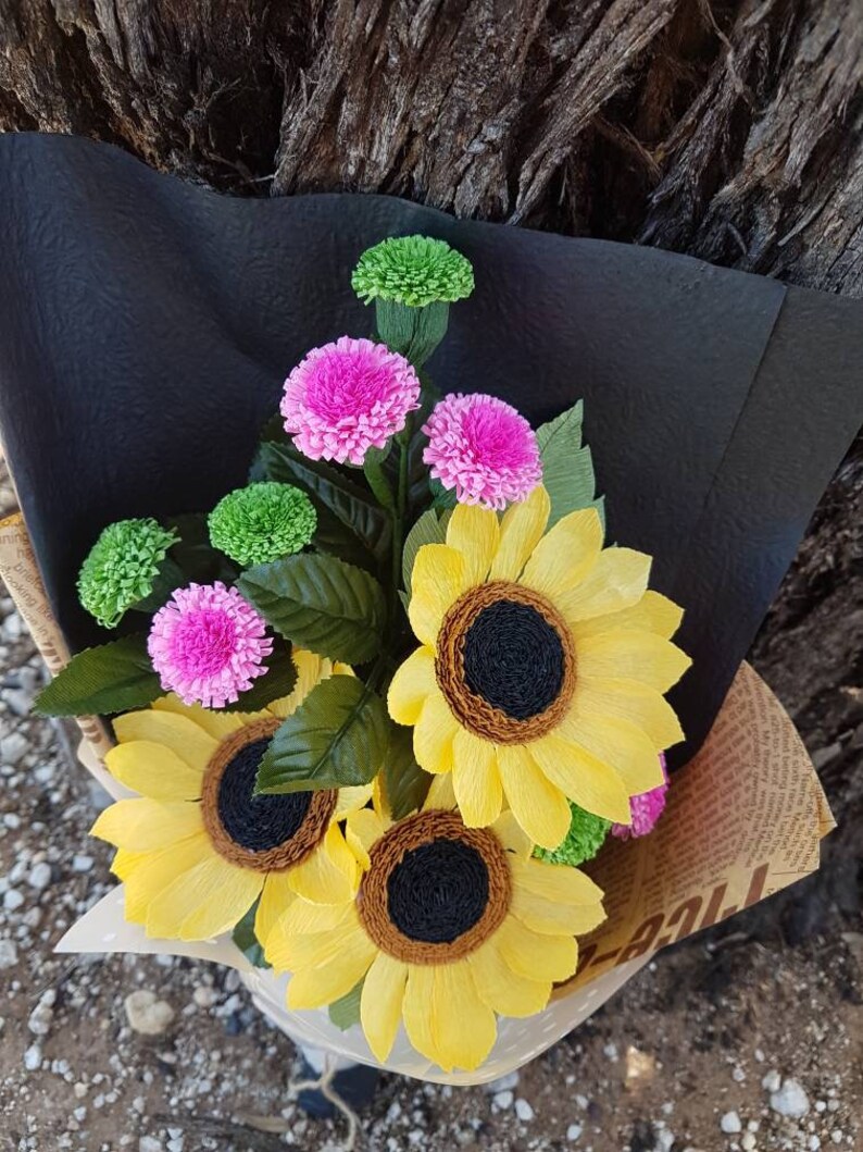 Colorful Flowers Fall Flowers Set of 6 Sunflower Shank Buttons Fall