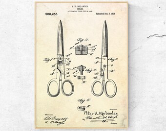 Gifts For Hairdressers 1930 Scissors Hair Stylist Salon Posters Patent Art Print