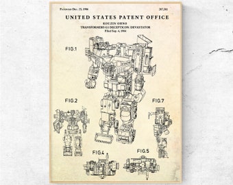 Official Megatron US Patent Art Print Transformers Generation 1 Decepticon 122