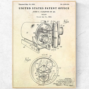 Boiler 1958 Patent Print. Mechanical Engineering Blueprint Poster, Boiler Room Vintage Wall Art, Heating Invention, HVAC Technician Gift