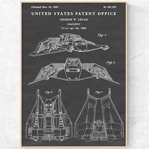 SW Wall Art, Rebellion Ship Patent Print. Blueprint Sci-Fi Poster