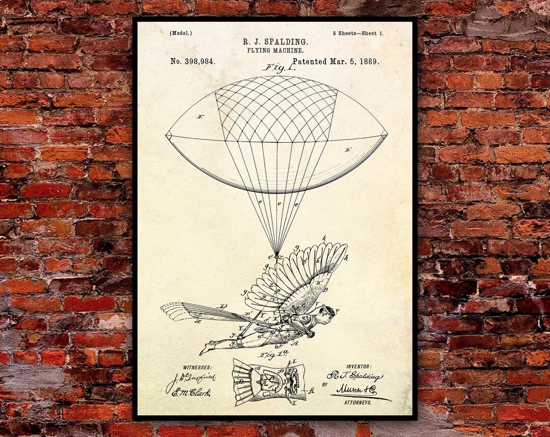 Steampunk Poster. Flying Machine Patent Print. Vintage - Etsy