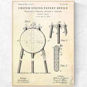 Archery Target 1879 Patent Print. Archery Wall Art. Hunting Vintage Decor. Blueprint Poster. Hunter, Archer Gift