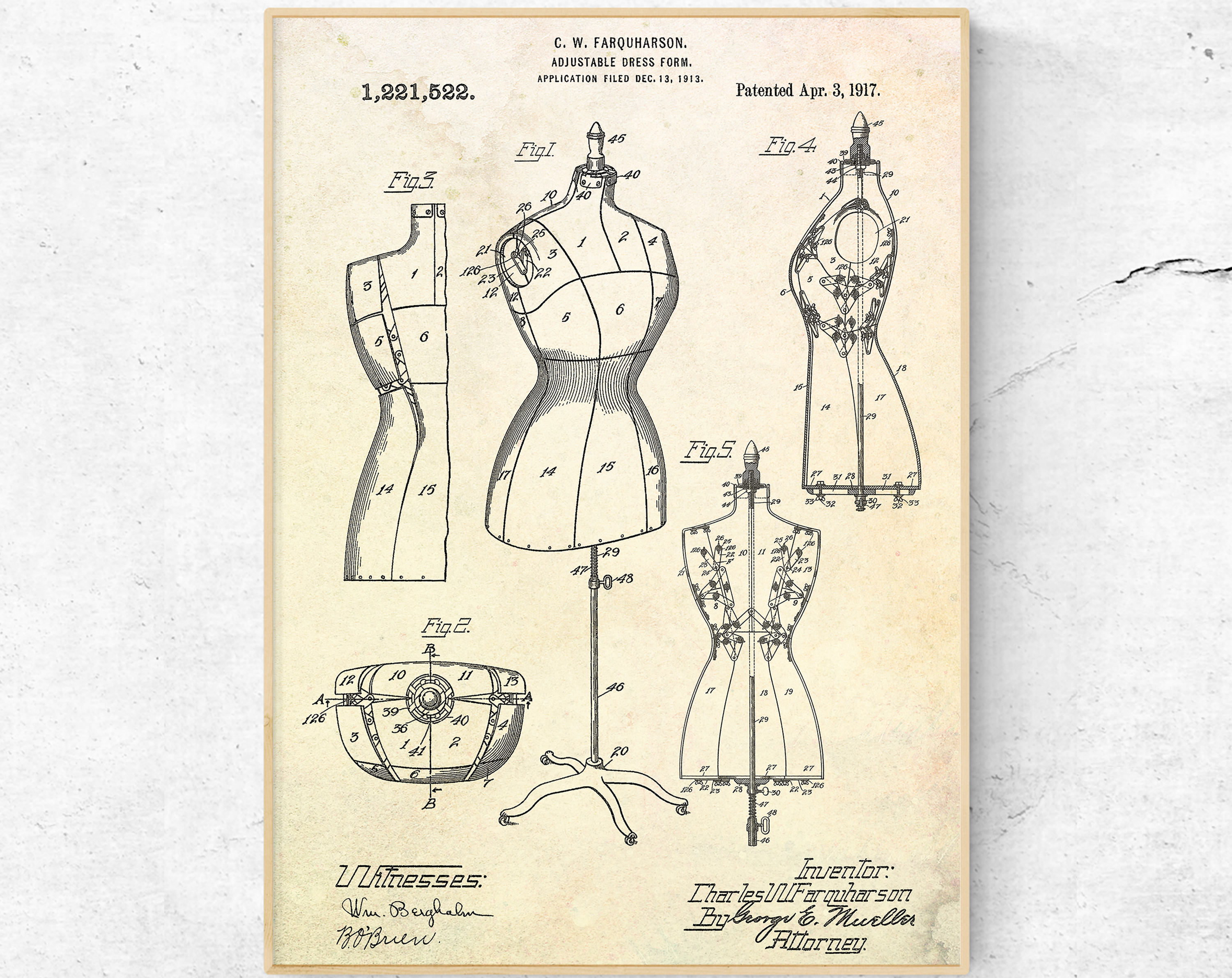 Dress Form 1917 Patent Print. Blueprint Poster, Sewing Room Wall Art.  Seamstress, Tailor, Patternmaker Gift. Fashion Designer Vintage Decor - Etsy