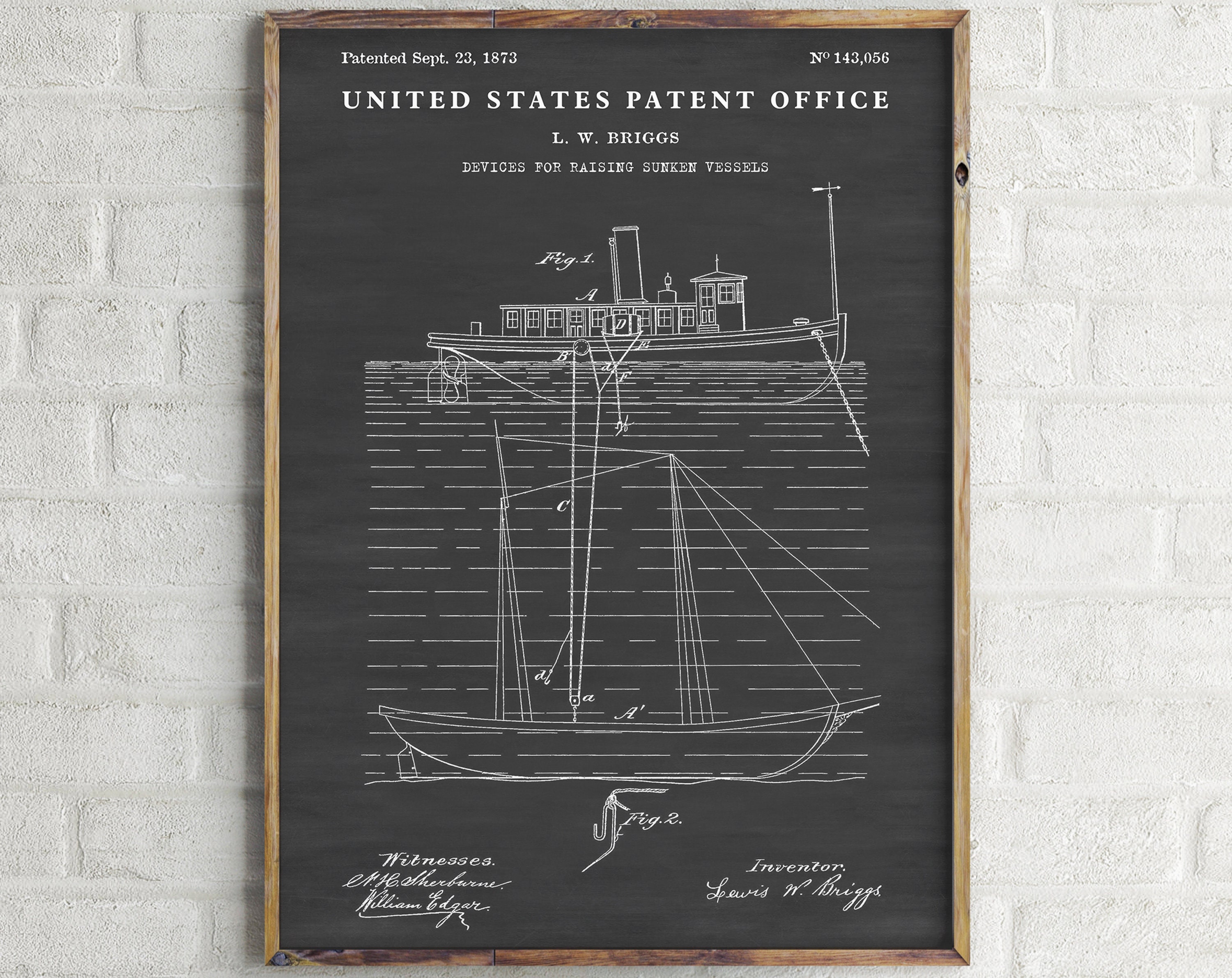 Vintage Nautical Wall Art. Salvage Ship Patent Print. Boat Blueprint ...