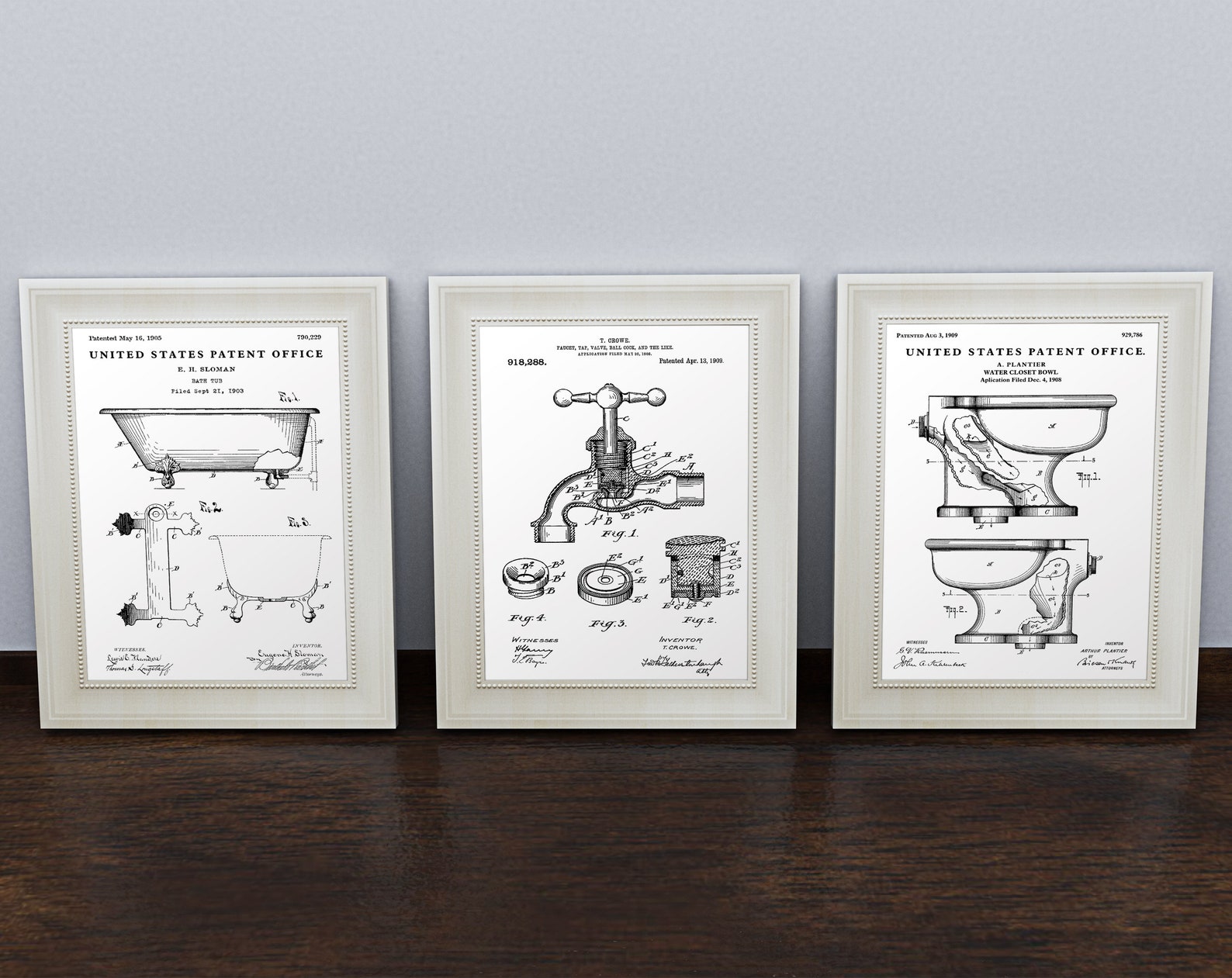 Bathroom Wall Art Set of 3 Patent Prints Vintage Toilet - Etsy