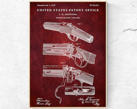 ウィンチェスターライフル 1879年特許印刷物。ジョン・ブローニング