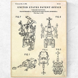 Decepticon Bombshell Poster. Toys Wall Decor, G1 Patent Print, Blueprint Wall Art, Kids Room Decor.