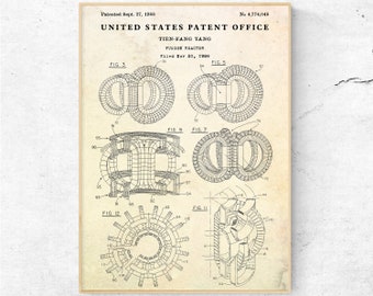Fusion Reactor Patent Print, Science Wall Art, Power Generation Canvas