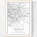 Any Location Custom City Map Print, Your Town Personalized Map Wall Art, Travel Gift Poster 