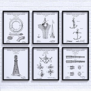 Nautical Art Prints: Maritime Patent Posters Blueprint, Ship, Boat Wall ...