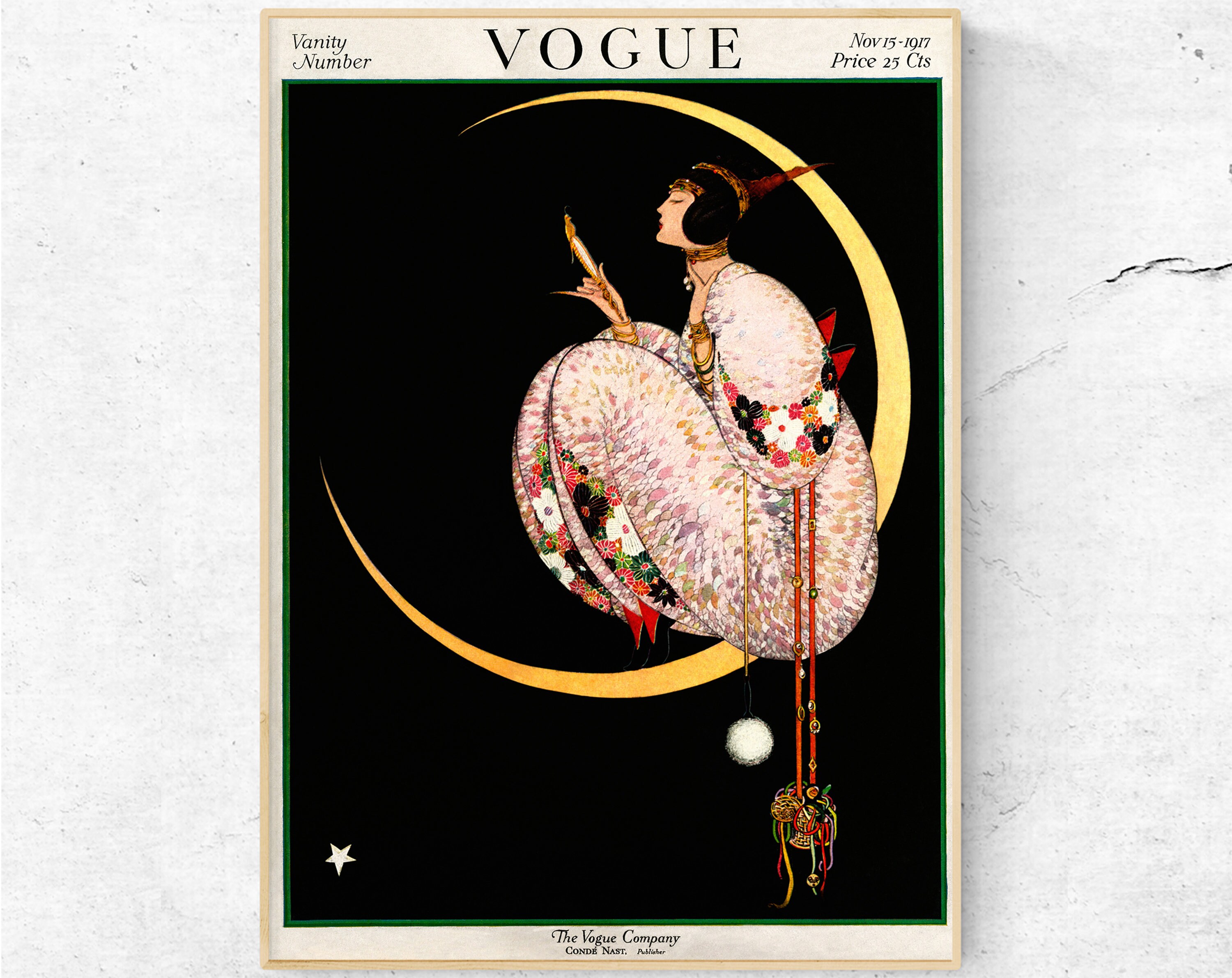 Vintage Fashion Magazine Cover Vanity Wall Art Print. Woman Riding On…