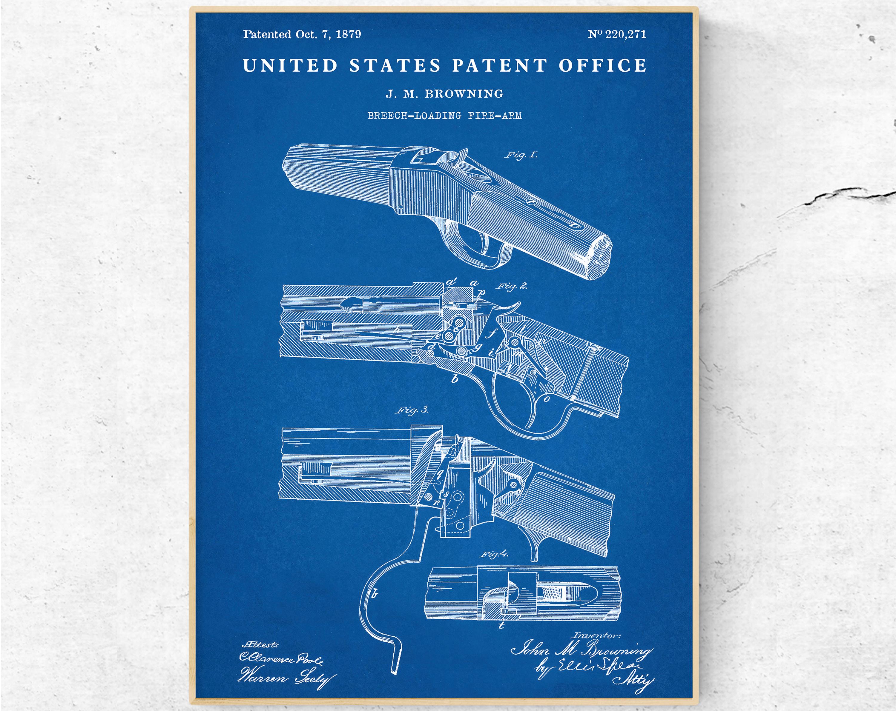 ウィンチェスターライフル1879年特許図面。ジョン・ブローニング銃器