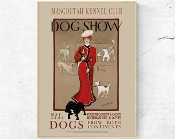 Mascoutah Kennel Club Dog Show 1901 Poster, Antique Pet Wall Art