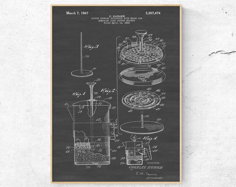 French Press Patent Print. French Press Art. French Press Etsy
