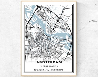 アムステルダム地図 1884年、オランダ、アムステルダムの古地図、最大
