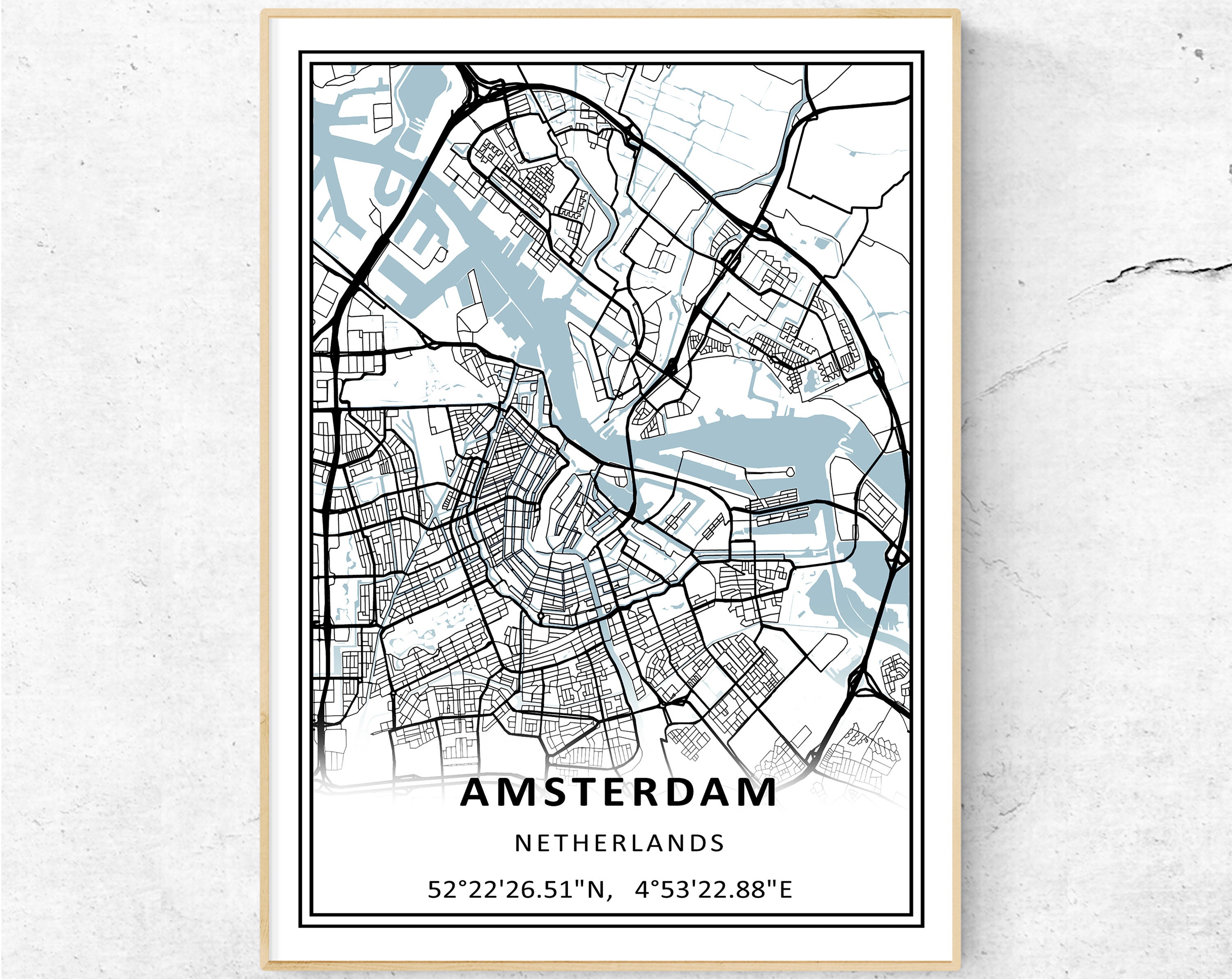 Amsterdam Map Print Modern Map Wall Art the Netherlands