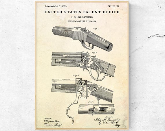 ウィンチェスターライフル1879年特許図面。ジョン・ブローニング銃器