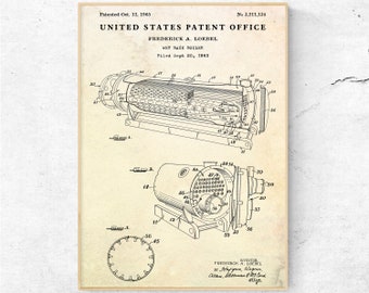 Stampa del brevetto della caldaia Water-Back del 1965. Poster con progetto di scaldabagno, regalo per idraulico e ingegnere, decorazione vintage per sistema di riscaldamento, decorazione murale per tecnologia HVAC