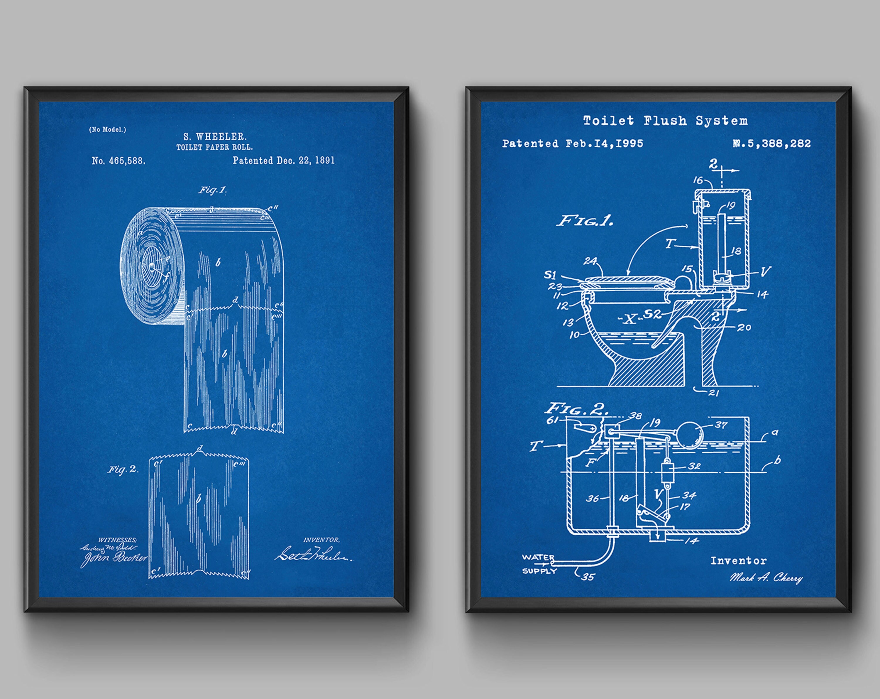 Toilet Paper Poster. Toilet Patent Print. Toilet Wall Art. Etsy