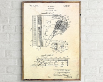 Grand Piano Patent print. Vintage Piano Poster. Piano blueprint. Music Room Decor. Gift for Musician. Music Instrument print. Music Wall Art