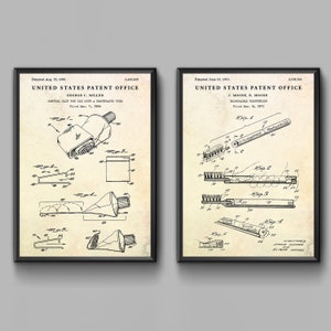 Badezimmer Dekor. Zahnpasta & Zahnbürste Patent Poster, Teeth Care Invention Denim Blueprint Wandkunst. Set aus 2 Drucken