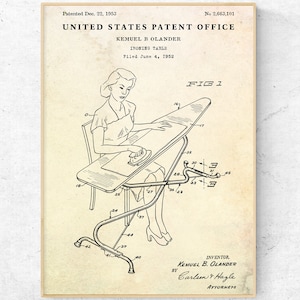 Laundry Wall Art: Ironing Table Patent Print. Vintage Ironing Board Blueprint Poster. Tailor Gift, Cleaning Services Decor