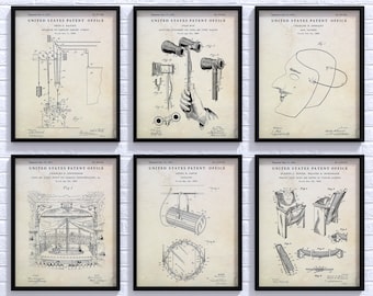 Theater Wall Decor: Theatrical Patent Art Posters. Opera, Drama Inventions Blueprint Vintage Decor. Thespian Gift, Set Of 6 Posters