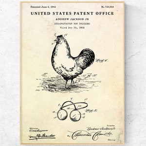 Rustic Wall Art. Chicken Eye Protector Vintage Patent Drawing Print. Blueprint Poster. Kitchen Decor