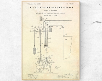 Stage Curtains Device 1910 Patent Print. Thespian Gift. Theatrical Invention Blueprint Poster. Theater Vintage Wall Art