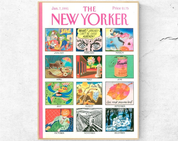 Humorous Calendar Poster. Vintage Magazine Cover Wall Art. 1990s Print.  January 7, 1991 - Etsy