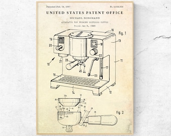 Espresso Coffee Machine 1987 Patent Kitchen Cafe