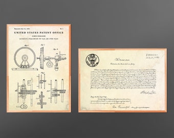First US Patent Art Print Set, History of Inventions, Blueprint Poster