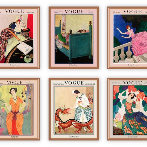 Vintage Fashion Magazine Cover Wall Art Print. Art Deco Etsy