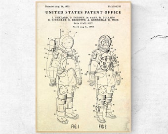 Impresión de patente de traje espacial de 1973, póster con plano de la NASA