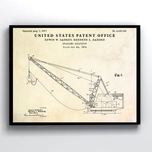 Dragline Excavator 1977 Patent Print. Heavy Equipment Invention Blueprint Poster. Construction Machinery Wall Art. Industrial Decor