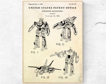Jetfire 1986 Patent Print, Blueprint Poster, Boys Room Wall Art, Playroom Decor