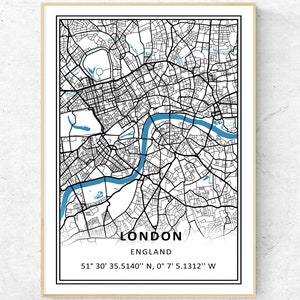 London England Map Print, Modern Map Wall Art, UK Travel Gift Poster