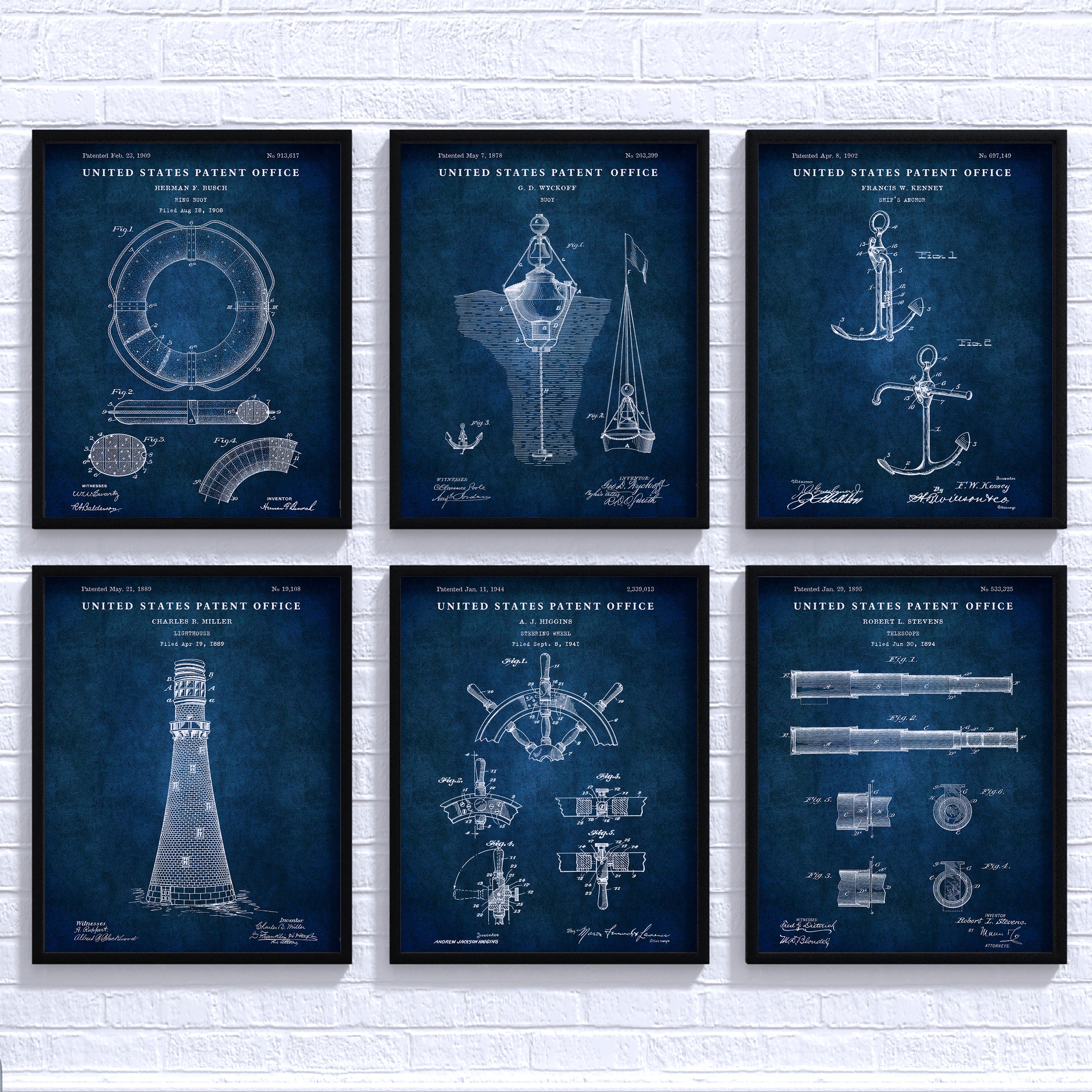 Nautical Art Prints: Maritime Patent Posters Blueprint, Ship, Boat Wall ...