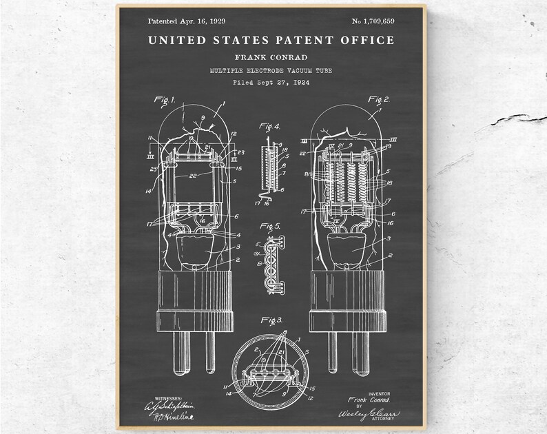 Vacuum Tube 1929 Patent Print. Radionics Lamp Inventions Etsy