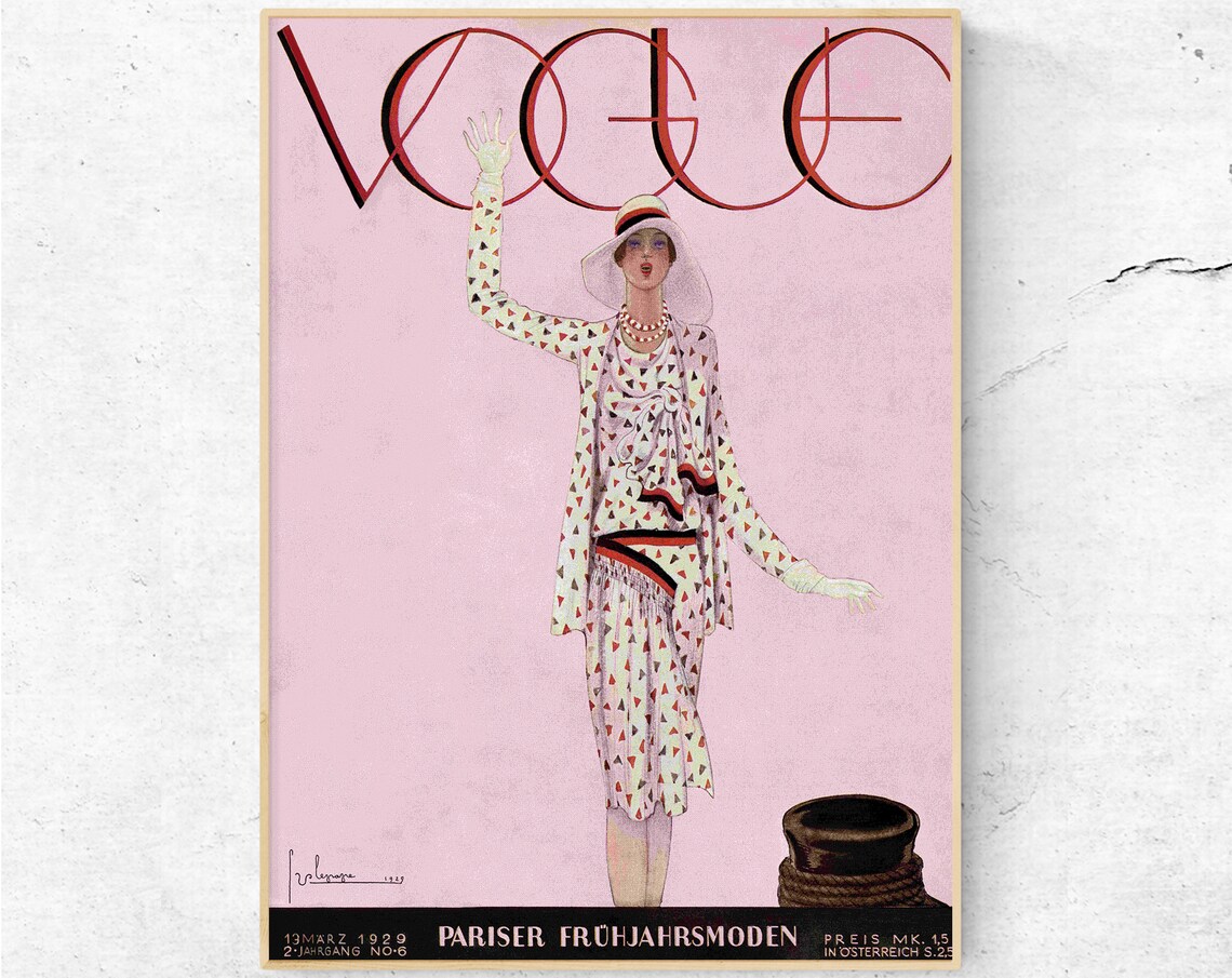 Vintage Fashion Magazine Cover Wall Art Print. Art Deco Etsy