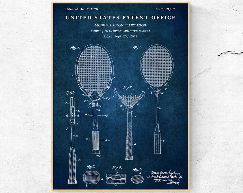 Badminton Racket 1926 Patent Print. Lawn Game Vintage Wall Art ...