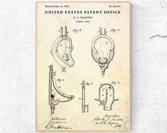 Urinal 1893 Patent Print. Toilet Invention Blueprint Poster. Mens Bathroom Wall Art, Restroom Decor, WC Sign, Ready to Hang Canvas